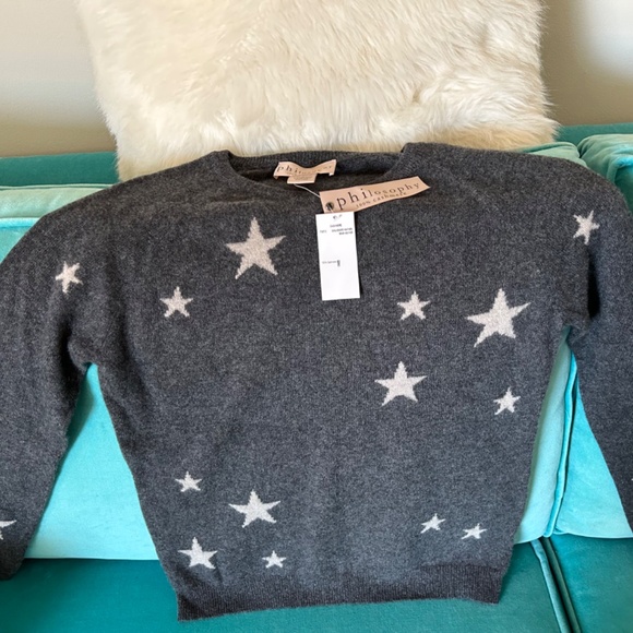 Philosophy gray cashmere sweater with stars - M - Picture 2 of 4